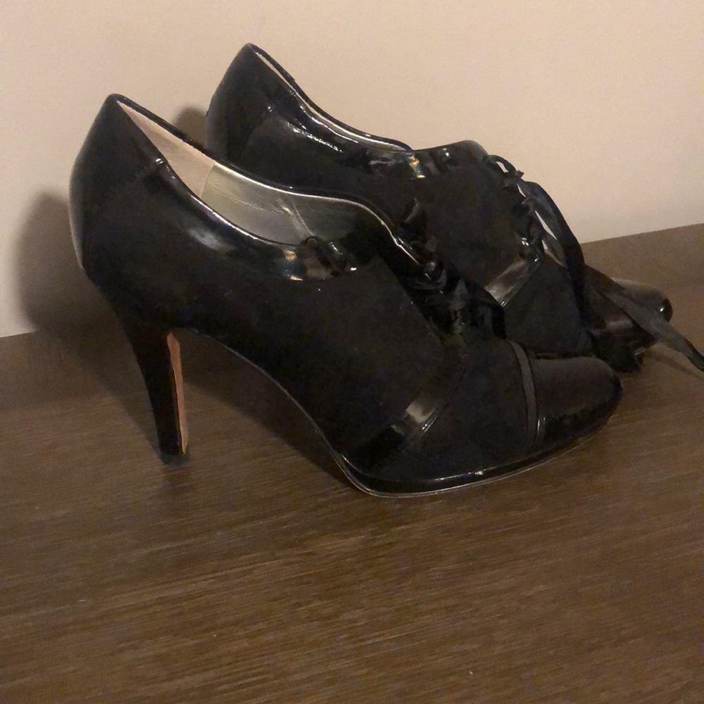 Tahari Larry Black  Lace up Booties High Heels